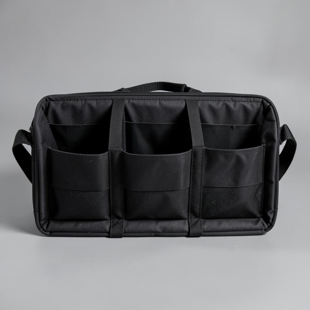 Wide black tactical range bag with padded dividers